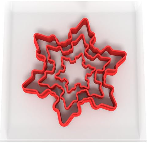 Just Cutters Snowflake Shape Cutters | Set of 3 Plastic Cutter for Baking, Fondant, Clay, Pastry, Icing, Jewellery (3/5/8CM)