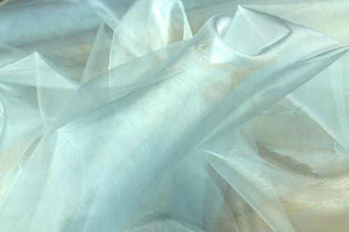 Organza Meterware Uni - eleganter Feststoff - Abendgarderobe nähen - transparenter Stoff - Abendkleid nähen - luftiger Netzstoff *Ab 50cm, Farbe: 002 hellblau