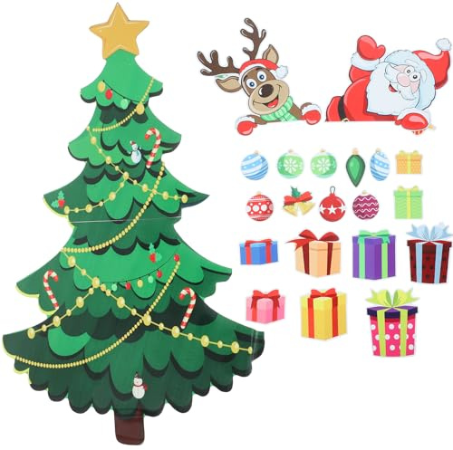 ifundom Christmas Fridge Magnet Stickers, Christmas Refrigerator Magnets Stickers, Xmas Tree with Reindeer Santa Claus for Fridge Garage Door Party Decoration