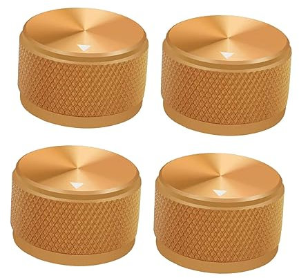 TOYANDONA 4pcs Electric Guitar Rotary Control Knobs 6mm Inner Hole Aluminum Alloy Volume and Bass Knobs Non-slip Gold Triangle Marked Suitable for Guitar Effect Pedals