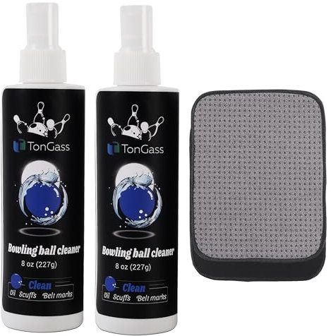 TonGass (2+1 Pack Bowling Ball Cleaner Spray Kit with Bowling Towel Portable Bowling Cleaner Set Bowling Accessories Oil Scuff Mark Cleaner Restores Tack and Prolongs Lifespan of Ball