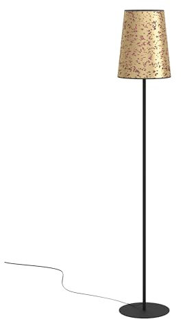 EGLO Stehlampe Castuera, nachhaltige Eck Standleuchte mit Rosen-Blüten, elegante Stehleuchte aus Metall in Schwarz und Papier in Gold, Lampe Wohnzimmer mit E27 Fassung, 172,5 cm