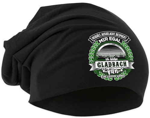 UGLYSHIRT EIN Leben lang Gladbach Mütze | Strickmütze Gladbach Sport Mütze Hut Logo Hat Stadt Dehnbar | Beanie