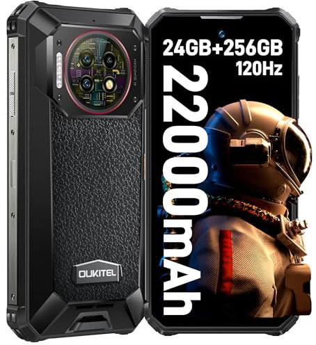 OUKITEL WP19Pro Rugged Smartphone(2024), Android 13 24GB+256GB/2TB, 22000mAh Outdoor Telefono Indistruttibile, 6.8 FHD+ Celllare Antiurto, 64MP+20MP Visione Notturna,NFC,IP68,IP69K Impermeabile, Nero