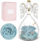 Miofula Rosa Stabilizzata Angelo Regalo Donna Mamma Nonna,Rosa Eterna in Angeli Figurine,Rose Stabilizzate Idee Regalo Compleanno Anniversario Festa della Mamma San Valentino per Mamma Nonna Fidanzata