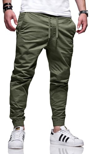 behype. Herren Hose Chino Jogger Jeans Chinohose Cargohose Freizeithose Gummibund Stretch