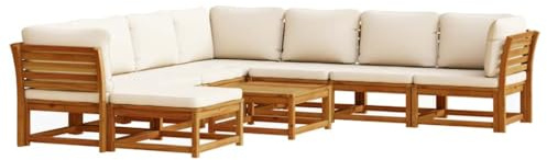 vidaXL Garten Lounge Set 9-TLG., Gartenmöbel mit Kissen Latten-Design, Sitzgruppe für Garten Terrasse, Modular Sofa Garnitur, Massivholz Akazie