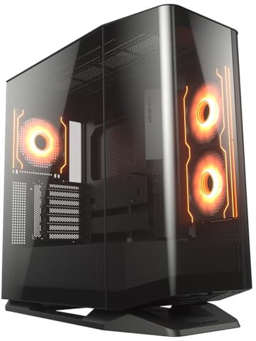 COUGAR FV270 Curved Tempered Glass PC Case | Spacious Interior for High-End Components | with Superior Airflow Design - Black (Black RGB)