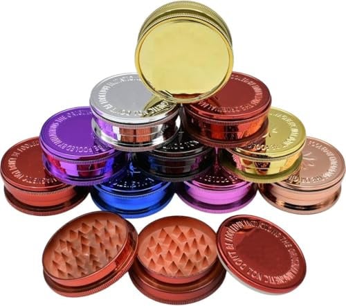Plastic Herb Grinder 3 Part Magnetic Shark Teeth Assorted Colours, 60mm 3 Piece Herb Grinders, Portable and Pocket Size, Smell Proof Airtight Stash Compartment (Chrome-Black)