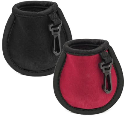 LICQIC 2 PCS Golf Ball Cleaner Pouch, Double Layer Waterproof Golf Ball Cleaning Bag with Grommet for Golf Carts Belt Golf (Black+Red)
