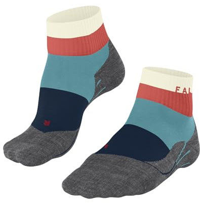 FALKE Women's TK5 Wander Short W Sso Wool Functional Yarn Thin Anti-Blister 1 Pair Hiking Socks, Blue Turquoise 6206 Stripe, 4-5