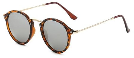 CWINAD Runde Sonnenbrille Beschichtung Herren Damen Sonnenbrille verspiegelte Gläser, C15Leopard Mercury