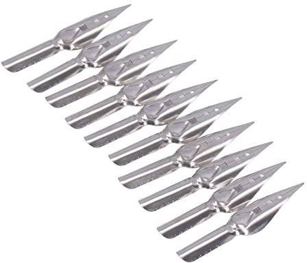 10Pcs Calligraphy Nibs, Fountain Pen Nibs Dip Pen Nibs Comic Pen Nib Set Calligraphy Pen Metal Nibs Pen Replacement Nibs with Storage Box for Writing (Three square hole tips*10 pcs)