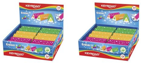Keyroad Universal-Radiergummi 24 Stck. Roofix Dreieckig/verpackt im Display/Mischfarben/aus Thermoplastischem Gummi Höchster Qualität/Kinder Kleine Lustige Radiergummi (Packung mit 2)