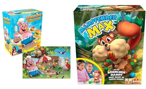 Set mit 2 Spielen: Schweine Schwarte Puzzle + Mapfender Max – Brett-, Action-, Geschicklichkeits- und Geschwindigkeitsspiele für Kinder – Neues Spieleset – Spielen mit Freunden – 2+ Spieler – 4+