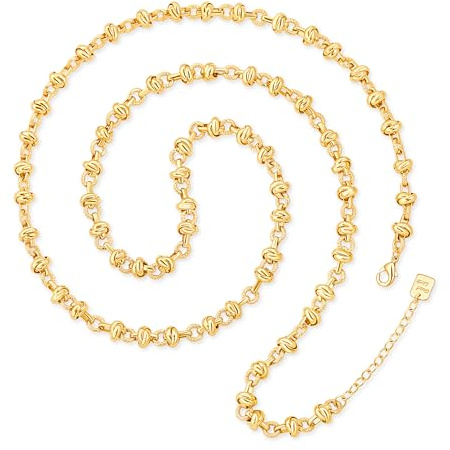 Aobei Pearl Long Chain link Necklace for Women Double Layering Jewelry