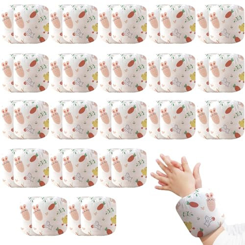 BEAHING Mangas de brazo para niños, 20 pares de madres para bebés, mangas de brazo para niños impermeables a prueba de aceite desechables, mangas de patrón de caricatura transpirable con elástico