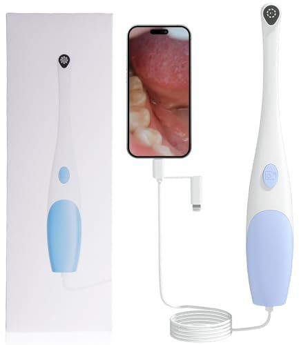 Oral-Endoskop, 1440P HD Oralkamera, Intraoralkamera mit 8 LED-Leuchten, Zahnspiegel kompatibel mit iPhone, Android und iOS, Video-Tierzahninspektion für Einzelpersonen und Haustiere, Plug-and-Play