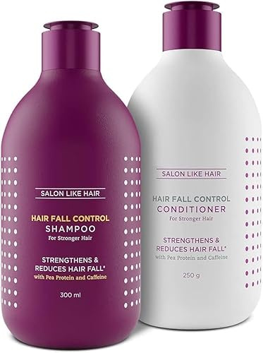 VK Hair Fall Control Shampoo & Conditioner Combo with Pea Protein & Caffeine for Stronger Hair - (300 ml + 250ml)