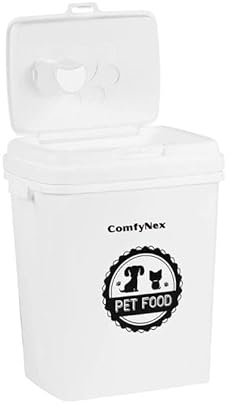 ComfyNex 40L/15KG Airtight Pet Food Storage Container – Flip Top Lock Lid with Scoop – White/Grey Plastic Bin for Dry Dog, Cat, Bird Food & Treats – Dispenser Box (White, 40 LTR)