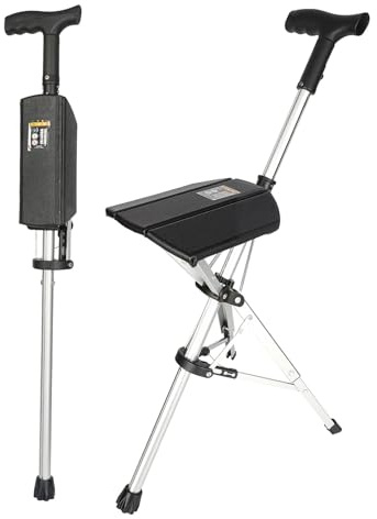 Lewitools Automatic Folding Walking Cane with Seat for Rest Anytime