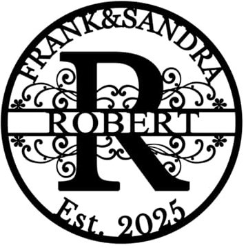 Letrero de metal personalizado para jardín, placa de acero grabada con láser para decoración de exteriores y patio, 13 tamaños (6 a 30 pulgadas), texto/nombre personalizable para arte de pared de