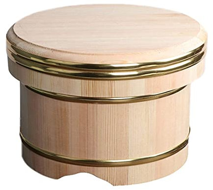 Bol à Riz pour sushis, Grande Casserole en Bois avec Bande de cuivre, Accessoire de Cuisine pour Restaurant, 27 cm
