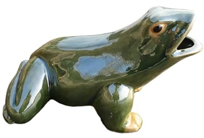 ZYZSY Wasserspeier Figur Frosch für Teich Wasser Springbrunnen Teichfigur, Dekorative Wasserfeatures, Keramik Tierfigur mit pumpe, für Gärten, Terrassen, Teich(12 * 8 * 7cm/4.7 * 3.1 * 2.7in)