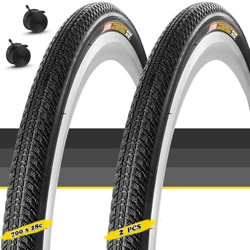 2 ST 700x28c Fahrradreifen, Schotterstraßen Reifen 700-28c Klicker Blockprofil Pannensicher Leicht 700 28c 28-622 50–85 PSI für All-Terrain und Langstreckenfahrt