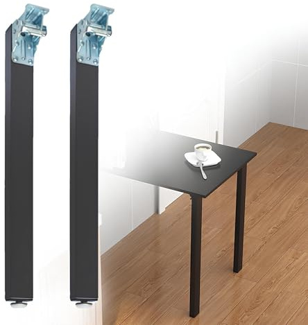 WATAOW Pieds de Table Pliables en Métal | Pied de Remplacement Rabattable pour Meubles | Pieds de Support Gain de Place pour Tables à Manger Bureaux Établis(Noir,75cm/30in)