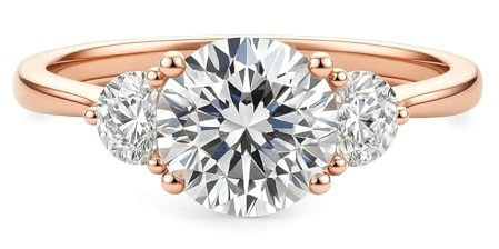 Ring Frau, Ringe Frauen Cool 3 Steine mit Moissanit 18K Rosegold Größe 50 (15.9) Beste Freundin Geschenke