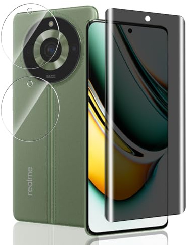 Jaavkkma 9H Protector Pantalla Privacy para Realme 11 Pro/11 Pro+ Cristal Templado [1 Pieza] + Protector Cámara [2 Piezas], Sin Burbujas, Anti Espía Vidrio Templado Película para Realme 11 Pro/11 Pro+