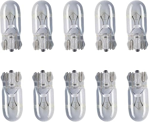 GROWS MORE 10 Pack 501 W5W T10 Car Bulbs 12V 5W – Capless Side Light, Number Plate, Interior, Dashboard & Parking Light Replacement – Clear Automotive Bulbs