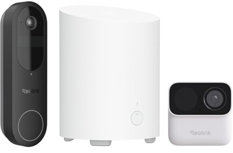 Reolink Video Doorbell Akku + Argus MagiCam + Home Hub Mini | 2K Kabellose Video-Türklingel mit Paket-Erkennung, magnetische WLAN Sicherheitskamera und lokaler Speicher