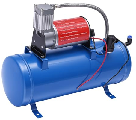 Compressore d'aria 12 V, 100 psi, compressore ad aria compressa con serbatoio da 6 l, compressore d'aria con arresto/avvio automatico, motore in rame, silenzioso, tubo da 3,8 m, per auto, bicicletta