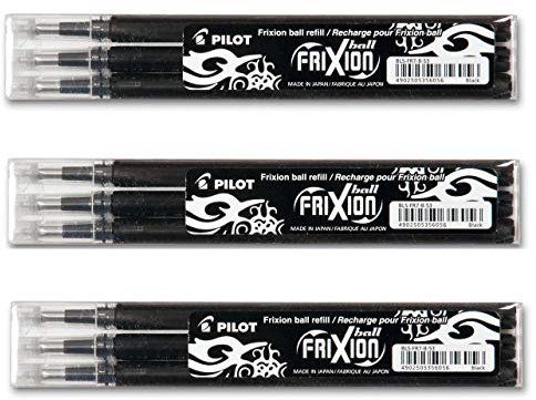 Pilot Frixion Tintenroller-Ersatzminen radierbar (9er Set, schwarz)