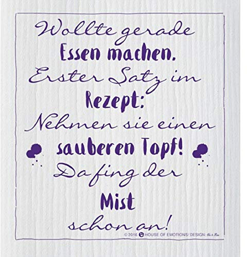 House of Emotions Spüllappen Schwammtuch mit Sprüchen und Weisheiten (Wolte gerade Essen machen)