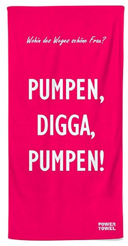 Power Towel das Coole Fitness & Sport-Handtuch mit Einer Botschaft| Verschiedene Motivations-Quotes| Größe 50 cm x 100 cm | POWERTOWEL Handtuch ohne Mikrofaser (PUMPEN Digga - PINK)