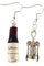bouteille de vin rouge et tire bouchon argenté boucles d oreille cadeau rigolo apéro