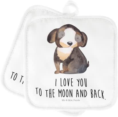 Mr. & Mrs. Panda Topfuntersetzer Hund Entspannen - Geschenk, Hundemama, Topflappen mit Spruch, Ofenhandschuh, Hundeglück, Hundeliebe, Schöne