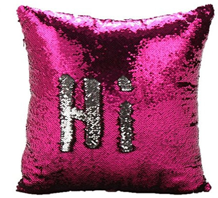 Zinsale Magic Reversible Meerjungfrau Kissenbezüge Pailletten Kissenbezug Sofakissen Kissenabdeckung Dekorative Kissen 40x40cm (Silber + Rose)
