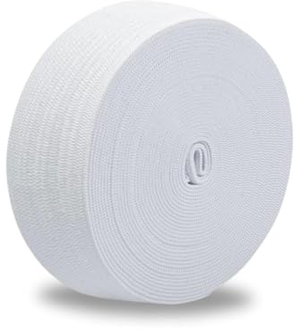 Thometzki 25 Meter Stabiles Gummiband mit Starkem Zug Zugkraft 10 15 20 25 30 40 50 80 100 mm Weis oder Schwarz (Weis, 40)