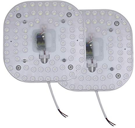 ZFQ 2er Pack LED Nachrüst Umrüst Modul mit Magnethalter, 36W, 6500K Kaltweiß, 210mm × 210mm, 3200 Lumen, AC 165-265V, anschlussfertig für Deckenleuchte Ringlampe Rundlampe Röhrenlampe, Nicht Dimmbar