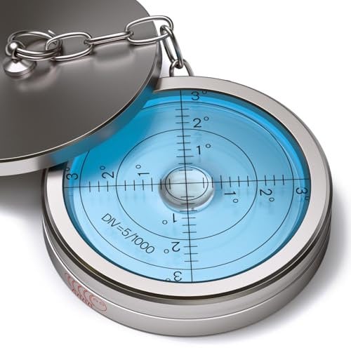 Nivel de burbuja grande de metal, Con cubierta metà¡lica protectora, grados, circular, nivel de superficie - ojo de toro, redondo, Azul/Plata