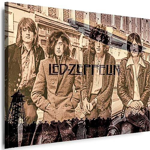Myartstyle - Bilder Led Zeppelin Band 60 x 40 cm Leinwandbild XXL - Wandbild 1 Teilig - Gerahmter Kunstdruck Musik w-s-2023-117