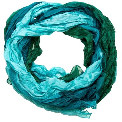 Tinitex Knitterschal Halstuch Schal XXL grün türkis Farbverlauf 100% Seide 180x90cm