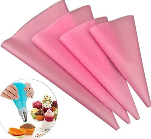 Joyeee 4 Stück Silikon-Spritzbeutel, wiederverwendbare Spritzbeutel zum Dekorieren von Kuchen, Keksen, Schokolade, Cupcakes, Dessert, Süßigkeiten, Zuckerguss, Dekorationswerkzeug, 35.6 cm, 40.6 cm.