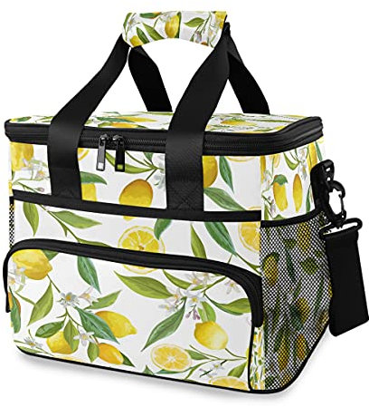 HMZXZ Groß Kühltasche Picknicktasche Lunchtasche Tropisch Zitrone Obst Muster 15L Isoliertasche Brotdose Cooler Cooling Tote Bag für Lebensmitteltransport, Camping, BBQ