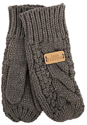 Aran Traditions Gants d'hiver tricotés en diamant (gris)
