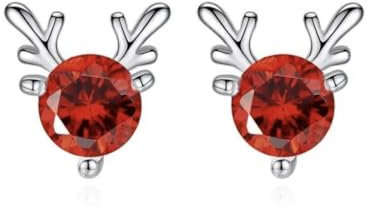 Ohrstecker Elch Weihnachten Ohrringe Glitzerstein rot Ohrringe Damen